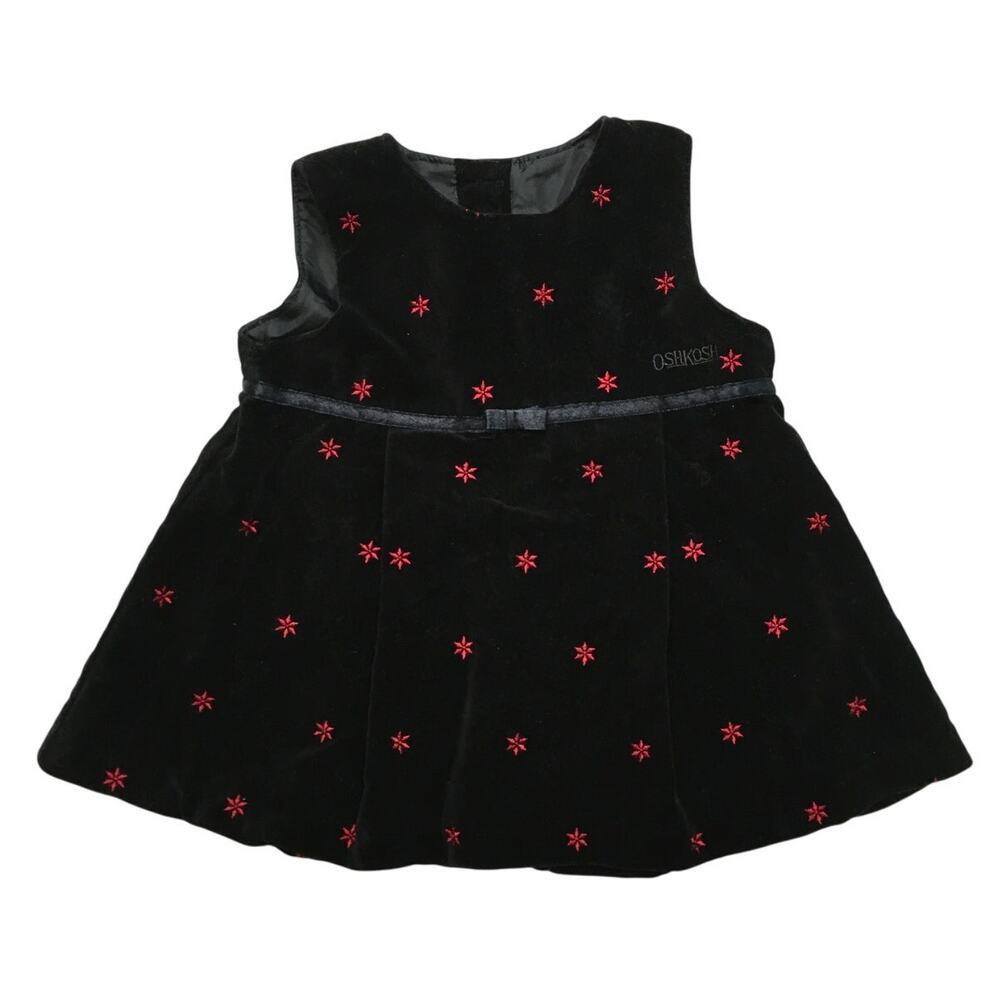 OshKosh Black Velvet Holiday Dress Size 12M - Vintage, Festive, Classic